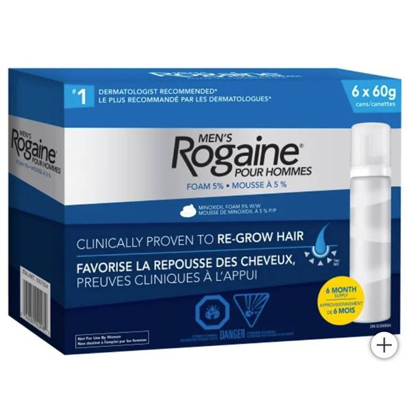 Rogaine Men’s Hair Regrowth Foam with 5% Minoxidil, 6 x 60 g