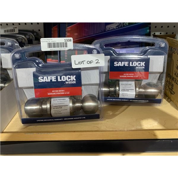 Weiser Safe Lock Keyed Entry Knobs Lot of 2 – Fits Standard Doors