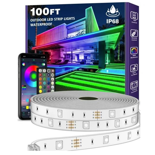 AILBTON 300ft/90m Outdoor LED Strip Lights Waterproof with self-Adhesive Back,IP68 Outside Led Light