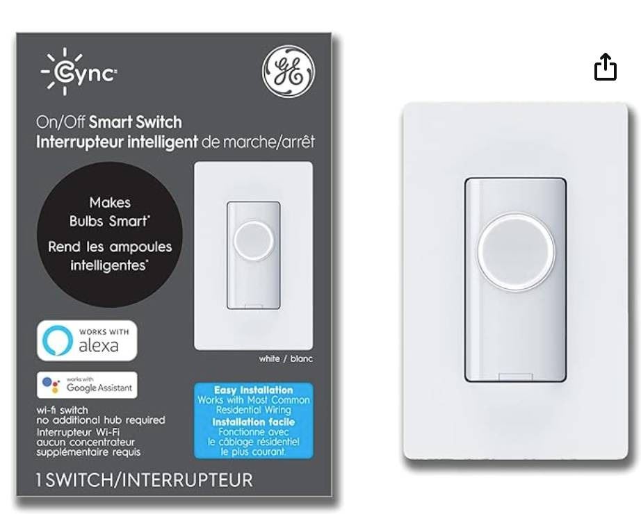 Cync 3- Wire Smart Switch-On-Off Button Style 1.5-Amp Single-Pole-3-Way ...