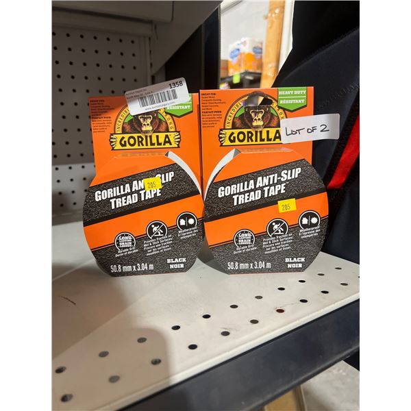 Gorilla Anti-Slip Tread Tape, Lot of 2, 50.8mm x 3.04m, Black