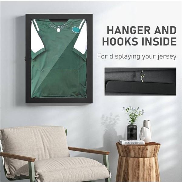 HOMCOM Jersey Display Frame Case, Acrylic Sports Shirt Shadow Box for Basketball Football Baseball (