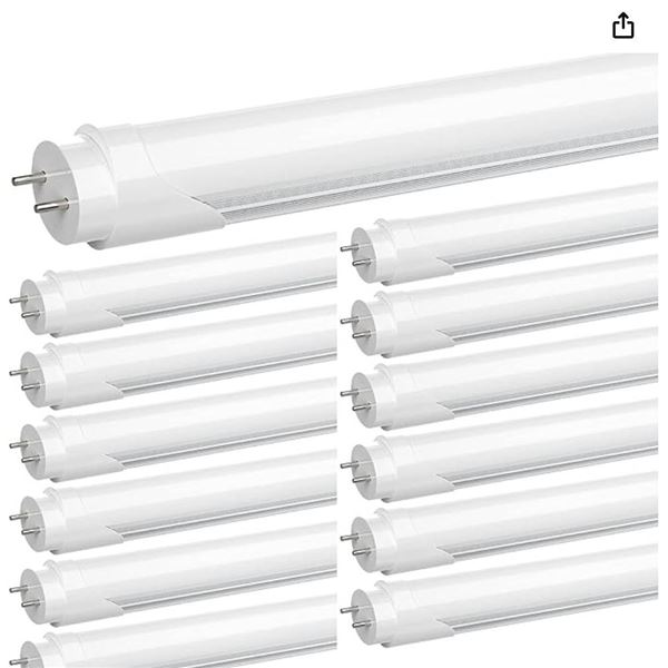 Jesled T8 4FT LED Tube 12-Pack Tube Shop Lights, Model CA-01-V