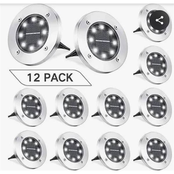 Solar Ground Lights Outdoor Garden Waterproof Bright in-Ground Lights with 8 LED. 12 Pack