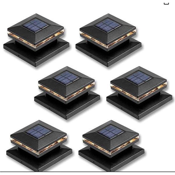 6 Pack Solar Post Lights, Outdoor Fence Post Cap Light Solar Powered Caps