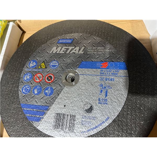 Norton Metal Cut-Off Wheel 10in x 3/32in x 5/8in, Model 89390, Pack of 5