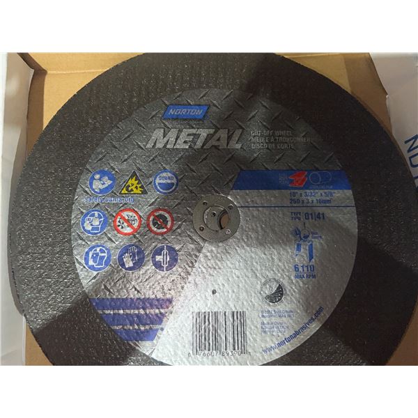 Norton Metal Cut-Off Wheel 10in x 3/32in x 5/8in, Model 89390, Pack of 5