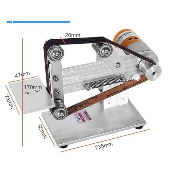 Huanyu Mini Belt Sander Micro Desktop Grinder Electric DIY Sand Mill with 360W-24V-15A DC Motor Powe