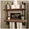 Image 1 : FODUE Industrial Pipe Shelf,Rustic Wall Shelf with Towel Bar 2 Shelves