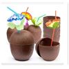 Image 1 : Prextex Coconut Cups with Hibiscus Straws, Set of 18