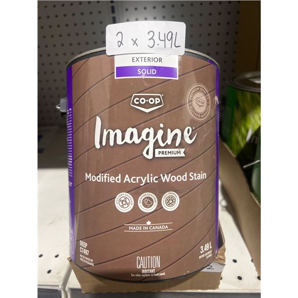 Co-op Imagine Premium Modified Acrylic Wood Stain 3.49L (C7497 Deep) Lot of 2