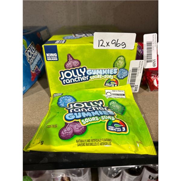 Jolly Rancher Gummies Sours, 12 Bags of 96g Each