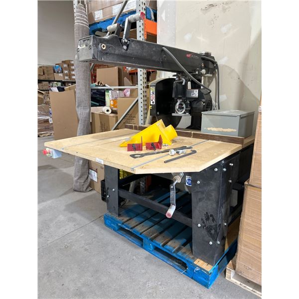 Original 20 Inch Commercial Radial Arm Saw Model 3558 with Stand and Accessories
