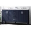 Image 1 : 60-inch W 4-Door & 2-Drawer Navy Wood Bathroom Vanity Double Undermount Sinks with White Engineered 