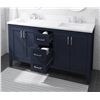 Image 2 : 60-inch W 4-Door & 2-Drawer Navy Wood Bathroom Vanity Double Undermount Sinks with White Engineered 