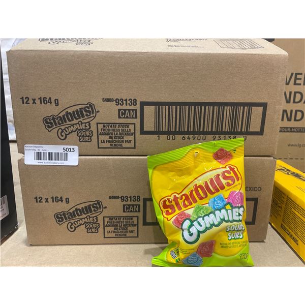 Lot of 2 Starburst Gummies Sours Bulk Lot (12 Packs, 164g Each)