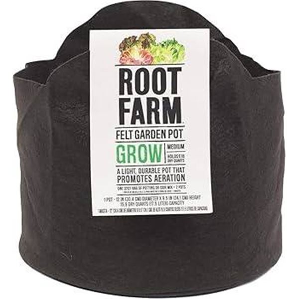 Root Farm Grow Cultivator Felt Garden Pot, Capacity 23.9L Lot of 12