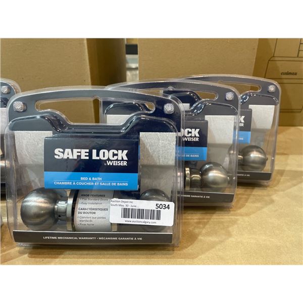Weiser Safe Lock Bed and Bath Door Knobs, Brushed Nickel Finish