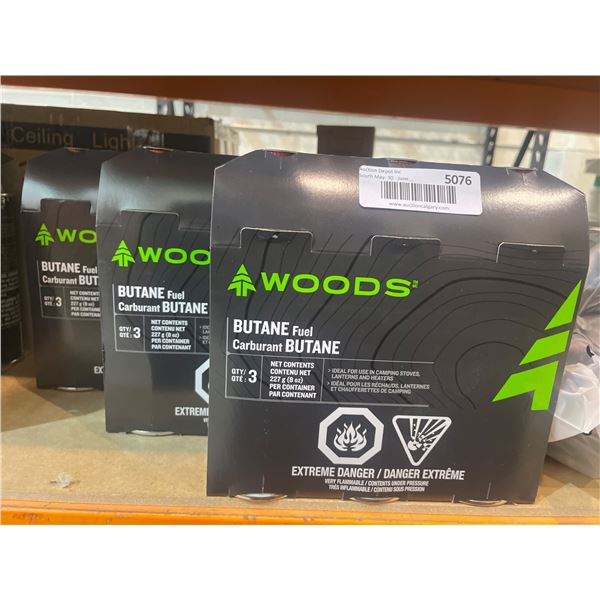 Woods Butane Fuel Cartridges –3 x 3 Pack