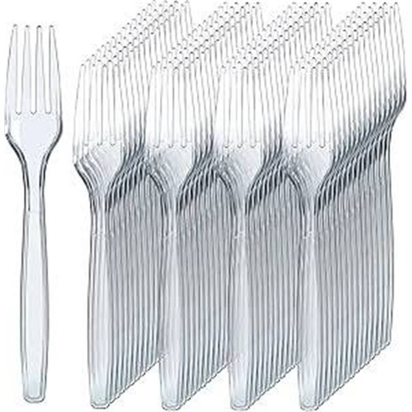 Prestee 300 Clear Plastic Forks, SKU 114200