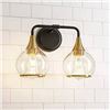 Image 1 : HAHZT Black and Gold Bathroom Light Fixtures 2-Lights Vanity Lights with Clear Glass Shade Bathroom 