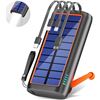 Image 1 : ReeZar Solar Power Bank, 61200mAh Solar Charger,Portable Charger Built in Hand Crank 4 Cables, Exter