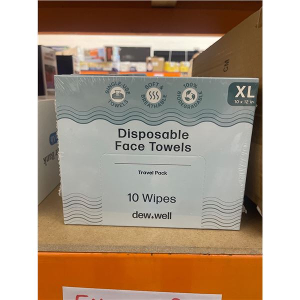 Dew.well Disposable Face Towels XL Travel Pack, 10 Wipes Per Pack