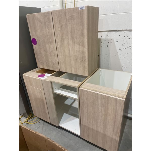 Wooden Kitchen Cabinet Units with Storage Features  Light Oak Finish