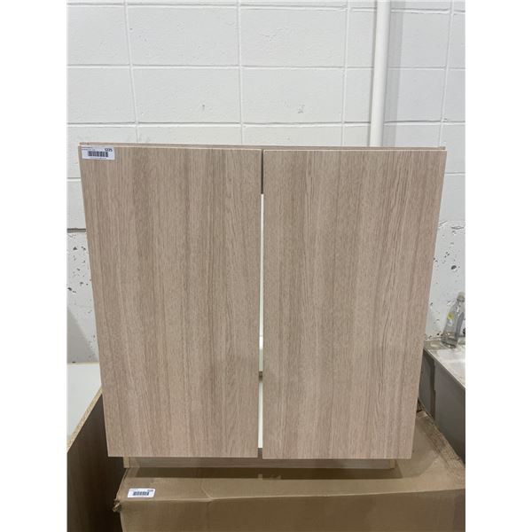 Wooden Two-Door Cabinet with Light Oak Finish