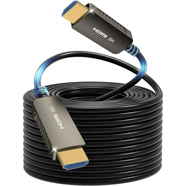 15M HDMI 2.1 Cable with USB Power, 48Gbps Bandwidth