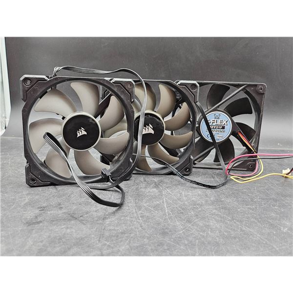 3 Cooling Fans: 2 Corsair 12V DC ~0.30A & 1 S-Flex SFF21F 12V 0.15A Fan