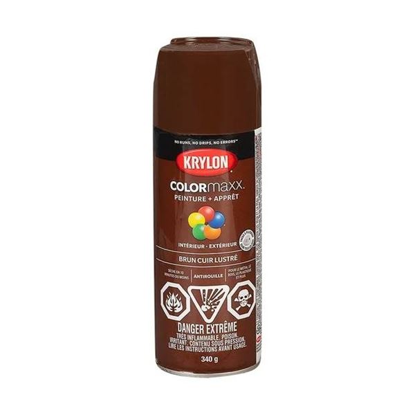 Krylon Colormaxx Gloss Leather Brown Paint and Primer 340g – Multi Can Set