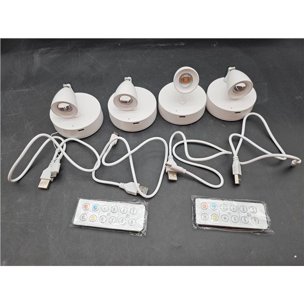 4 Adjustable LED Lights with USB Cables and Remote Controls