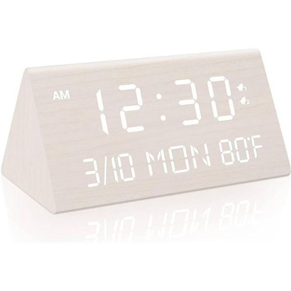 Wood Finish Digital Clock With Rear Panel Control Interface