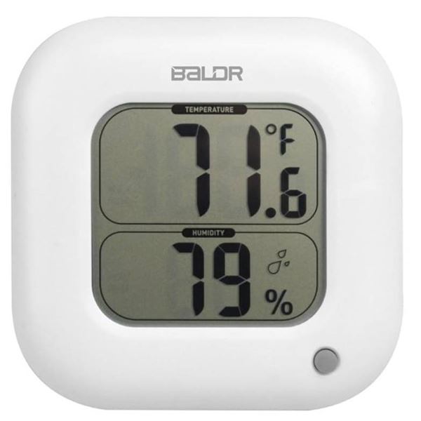 BALDR Square Thermometer and Hygrometer with Temperature Humidity Display Temperature Sensor (White)