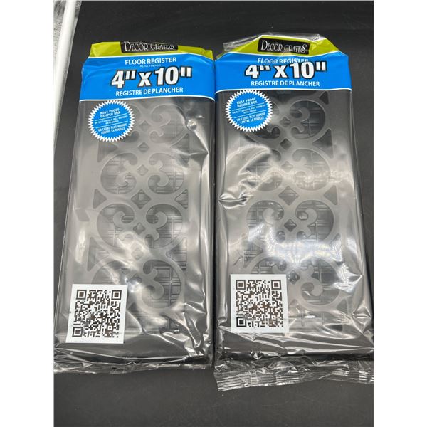 Decor Grates 4 in. x 10 in. Floor Register Vent Covers, Set of 2