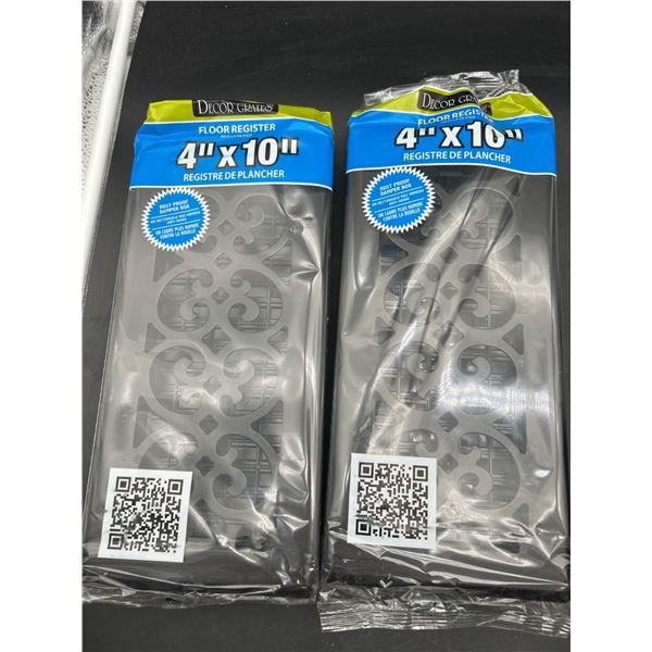 Decor Grates 4 in. x 10 in. Floor Register Vent Covers, Set of 2