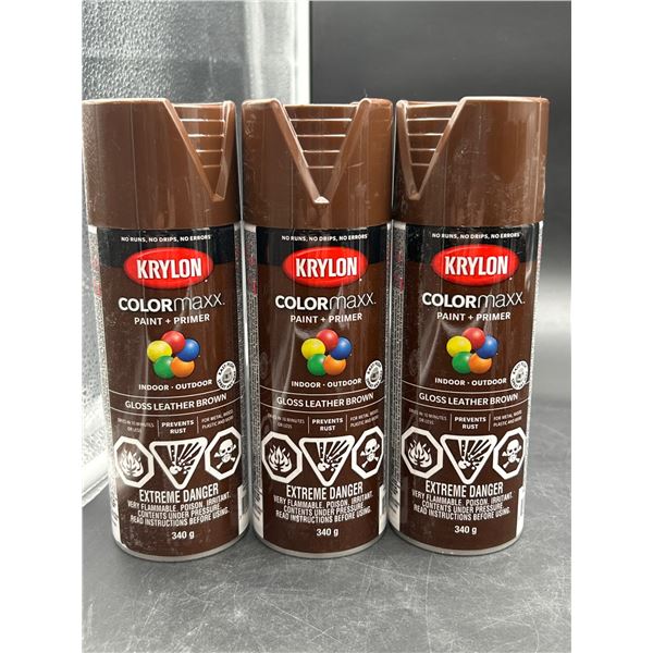 Krylon ColorMaxx Paint and Primer Gloss Leather Brown 340g (Set of 3)