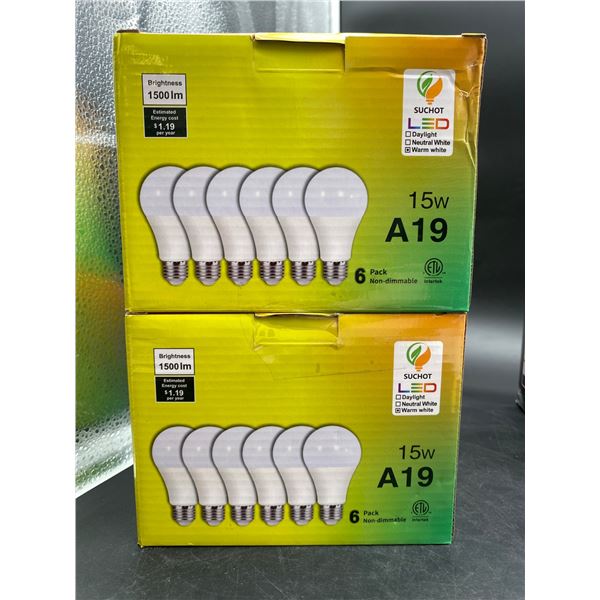 Suchot LED Light Bulbs 15W A19 Non-Dimmable, 1500 Lumens 6pack x’s 2