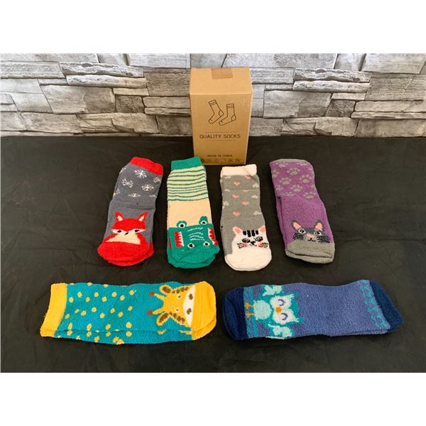 Kids Fuzzy Socks 8 to 12 Years 6 Pack