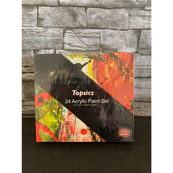 Topsics 24 Acrylic Paint Set With Brushes