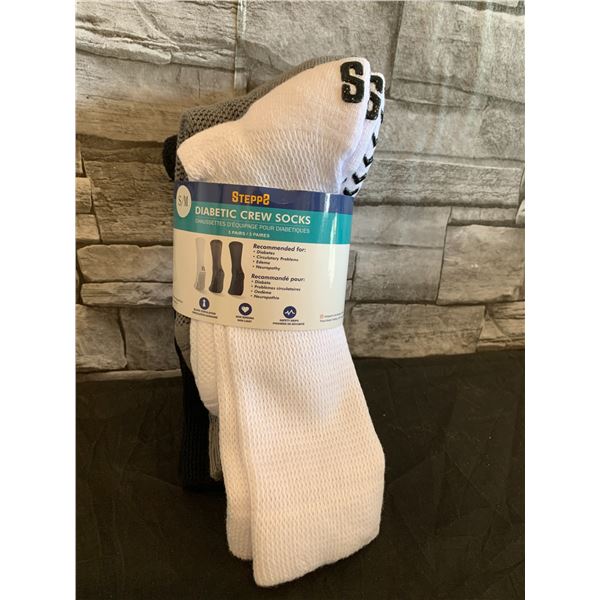 Stepps Diabetic Crew Socks S/M 3 Pack