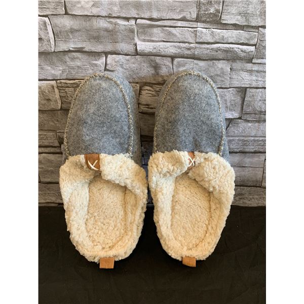 Longbay Womens Hand Made Wool Felt Slippers Gray XL Size