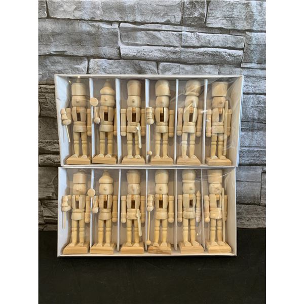 Lot of 2 Nut Cracker Toys Décor Unpainted 6 Per