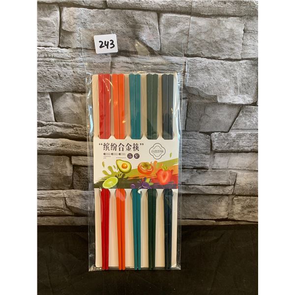 Chopsticks 5 Pack Multi Colour 9.5" Long