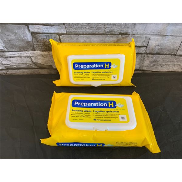 Lot of 2 Preparation H Soothing Wipes 48 Wipes Per Pack
