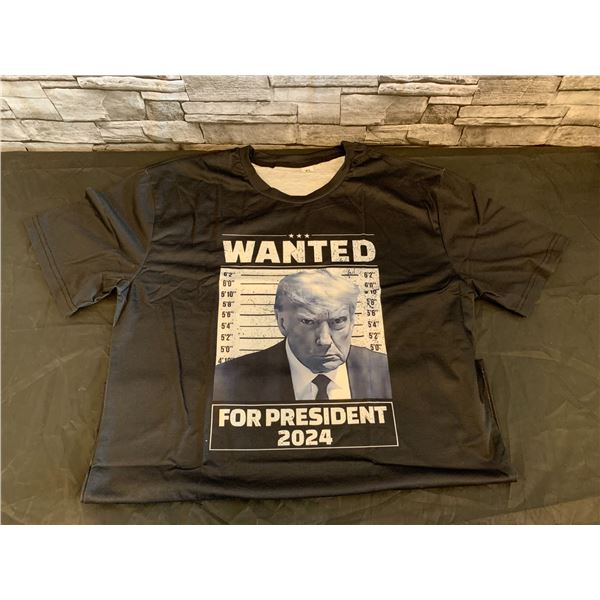 Donald Trump Wanted Mugshot Shirt Black Uni Size 2XL