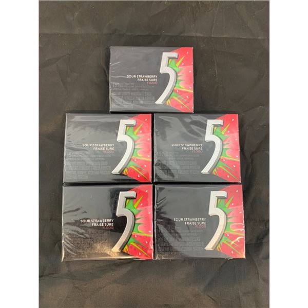 Lot of 5 packs - 5 Chewing Gum - Sour Strawberry Food