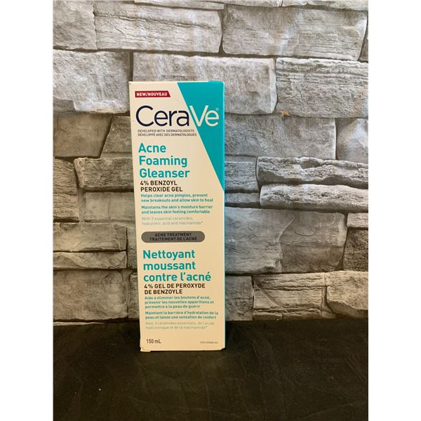 CeraVe - Acne Foaming Cleanser - 4% Benzoyl Peroxide Gel - 150 mL