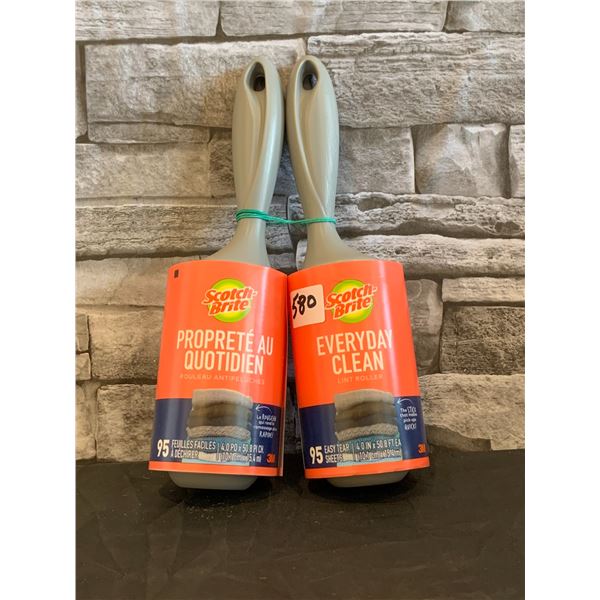 Lot of 2 Scotch-Brite Linen Lint Roller - 95 easy tear sheets